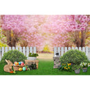 Spring Easter Bunny Photography Background Garden Fresh Flowers Green Grass Newborn Baby Photocall Birthday Portrait Background