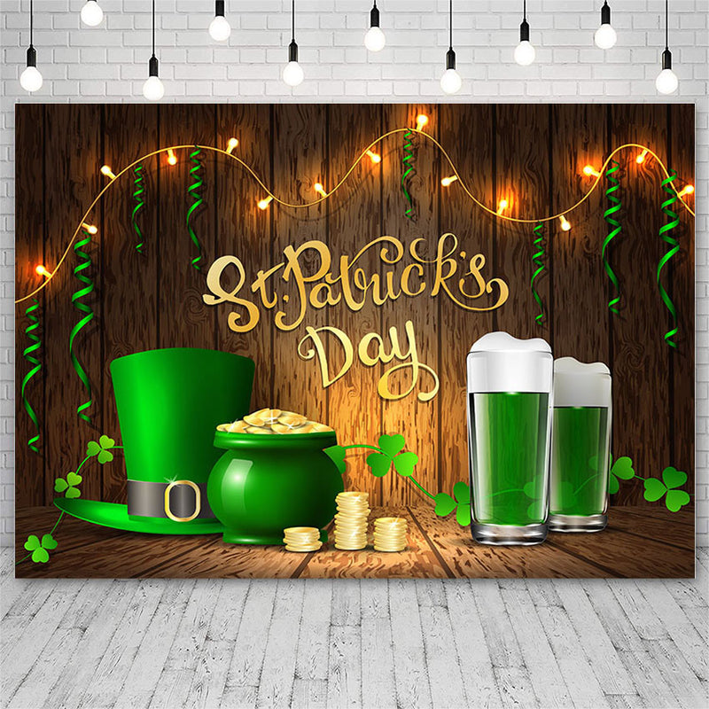Fondo del Día de San Patricio, fondos de fotografía de cerveza dorada, trébol de la suerte, verde irlandés, decoración fotográfica para estudio fotográfico