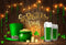 Arrière-plan de photographie de la saint-patrick, vert irlandais, Shamrock porte-bonheur, bière dorée, décor pour Studio Photo, zone Photo