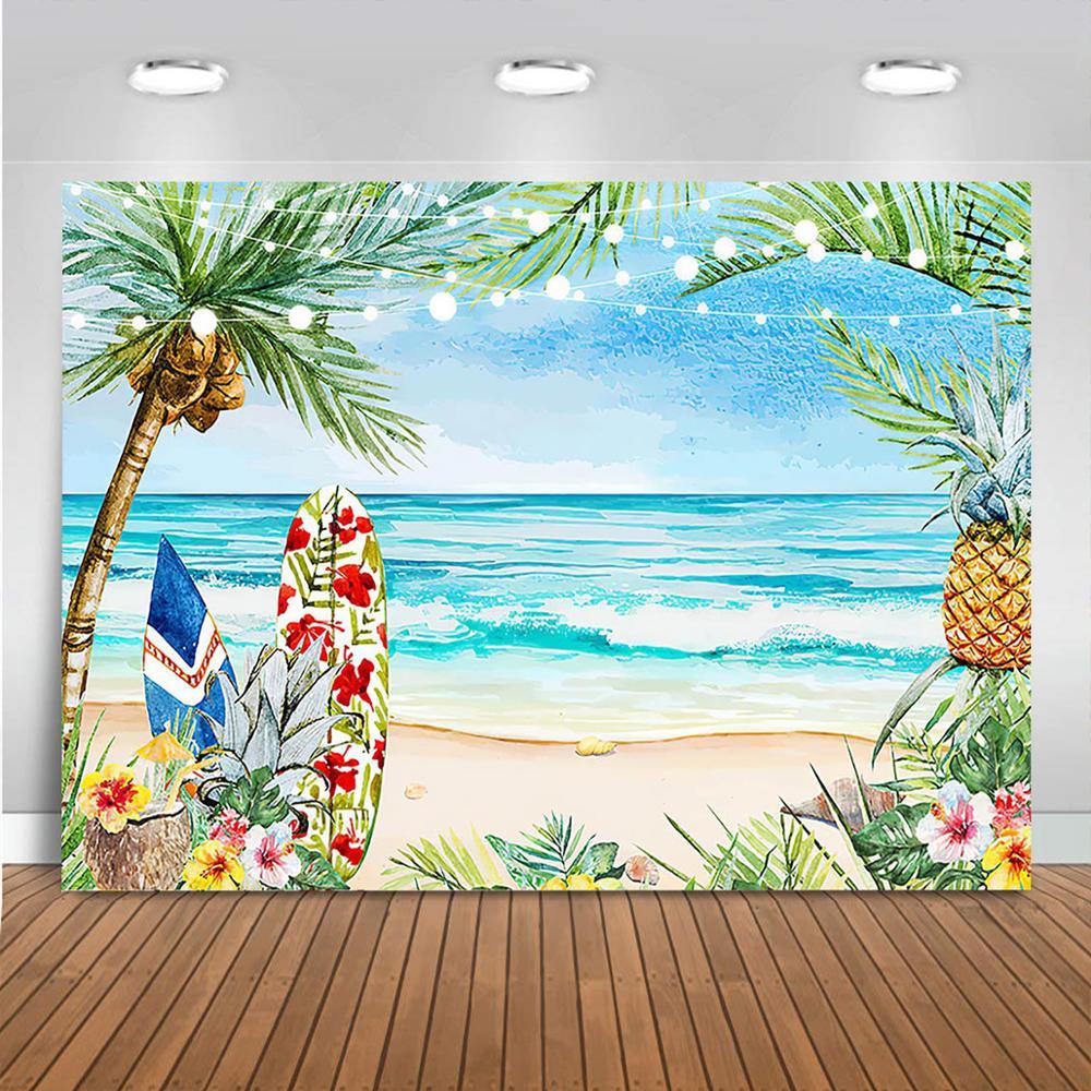 Summer Beach Photography Backdrop Baby Kids Portrait Background Hawaii Birthday Baby Shower Party Decoration Banner