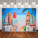 Summer Surfing Photography Background Surfboard Beach Sea Blue Sky Birthday Party Backdrop Photocall Studio