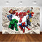 Customize Name Cartoon Superhero Photo Backdrop Children Birthday Party Photo Decorations Banner
