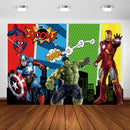 Affiche de super-héros, toile de fond, décoration de fête d'anniversaire pour garçon, bannière de fond de Photo, Spiderman Hulk, gâteau en fer, fournitures de fête de Table
