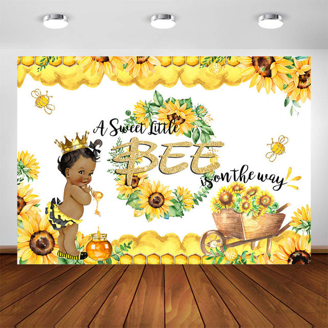 Sweet Bee Baby Shower Backdrop A Little Bee Boy Baby Shower Honey Bumble Bee Sunflower Party Decoration Background Photography