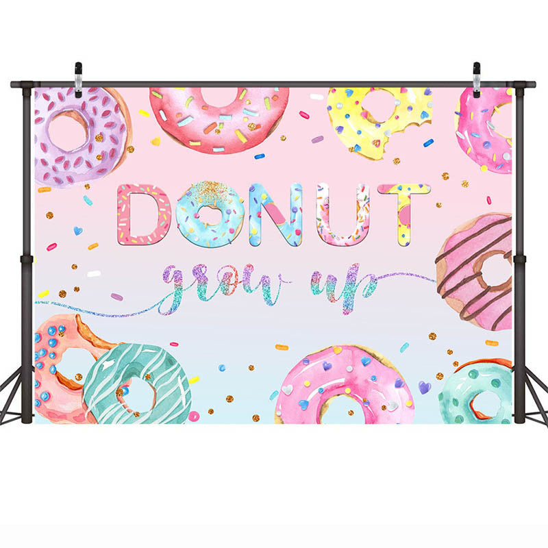 Sweet Donut Grow Up Children Birthday Party Photo Background Decoration For PhotoShoot Newborn Candy Baby Portrait Backdrops