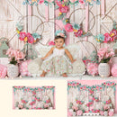 Sweet Newborn Portrait Backdrop Girl Birthday Photography Background Props Artistic Photocall Pink Flowers Wood Photo Shoot