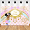 Sweet Rainbow Birthday Theme Photography Backdrops Royal Princess Unicorn Gold Pink Birthday Party Banner Decoration