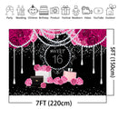 Sweet Sixteen Birthday Background PINK Sweet 16 Party Banner Girl Bling Diamonds Pearls Rose Quinceanera Backdrop for Photograph