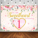 Sweetheart Photography Background Golden Pink Flower Newborn Girl 1st Birthday Party Backdrop Photo Studio