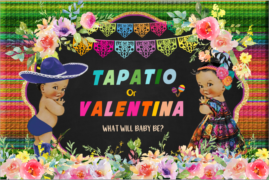 Fiesta Gender Reveal Party Tapatio Valentina Backdrop Mexican Fiesta Senor or Senorita Banner