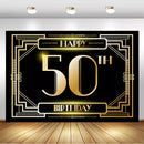 Fondo de fotografía del gran Gatsby 50 cumpleaños telón de fondo dorado y negro Gatsby fiesta de cumpleaños postre Mesa decoración Banner