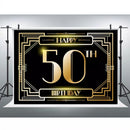The Great Gatsby 50th Birthday Photographie Fond Toile de fond Or et Noir Gatsby Fête d'anniversaire Dessert Table Décor Bannière