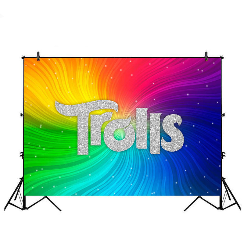 Trolls Background for Party Decoration Newborn Baby Birthday Theme Party Backdrop for Parties Banner Cartoon 334