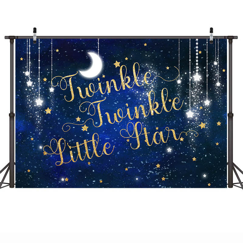 Twinkle Twinkle Little Star Baby Shower Backdrop Newborn Birthday Background Glitter Starry Sky Moon Stars Cake Table Decoration Props