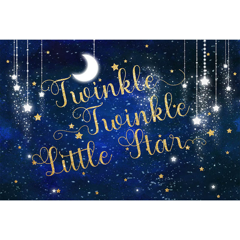 Twinkle Twinkle Little Star Baby Shower Toile de fond Nouveau-né Anniversaire Fond Glitter Ciel étoilé Lune Étoiles Gâteau Table Décoration Accessoires 