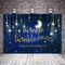 Twinkle Twinkle Little Star Backdrop Shinning Star and Moon Galaxy Navy Blue Photography Background Glitter Little Star Birthday