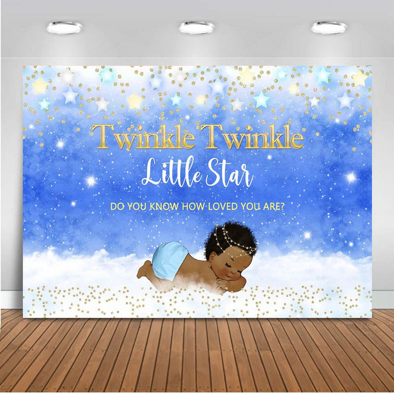 Twinkle Twinkle little star backdrop for photography Blue glitter background for photo booth studio white boy newborn baby