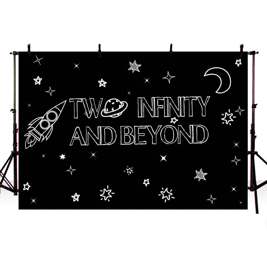 Two Infinity and Beyond Birthday Party Decoration Backdrop Outer Space