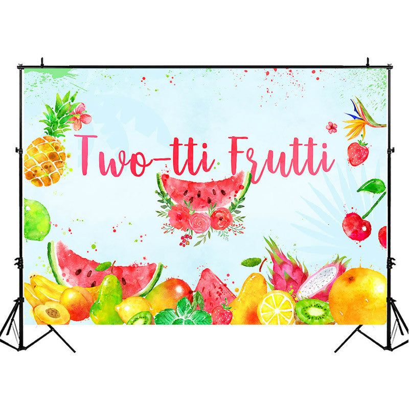 Twotti Frutti toile de fond pour fruits tropicaux fête d'anniversaire photographie fond pastèque fleurs bébé douche bannière décors