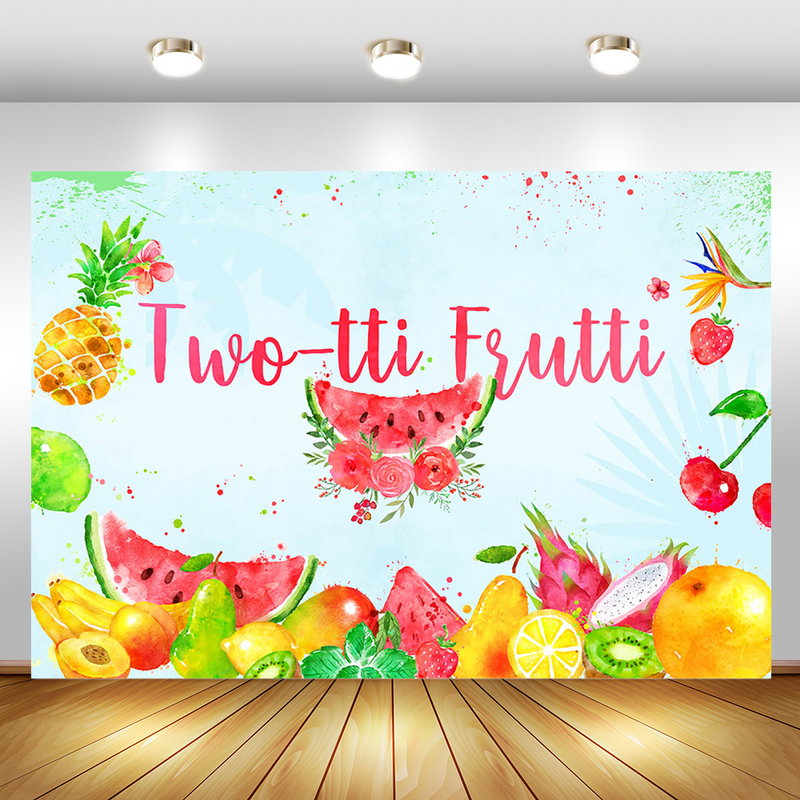 Twotti Frutti Backdrop for Tropical Fruit Birthday Party Photography Background Watermelon Flowers Baby Shower Banner Backdrops