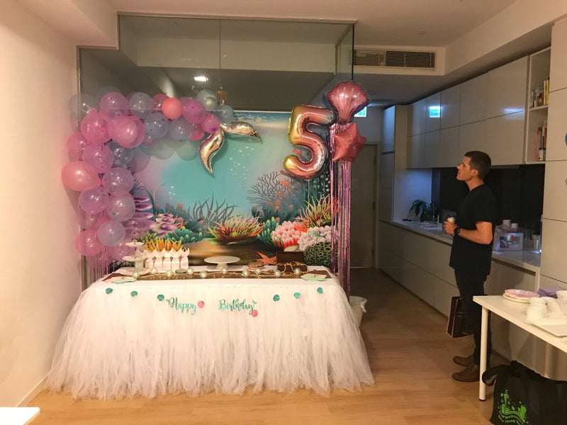 Ariel Mermaid photography Background Underwater Theme Little Mermaid Birthday Party Baby Shower Shiny Fish Decor Backdrop Photo Studio