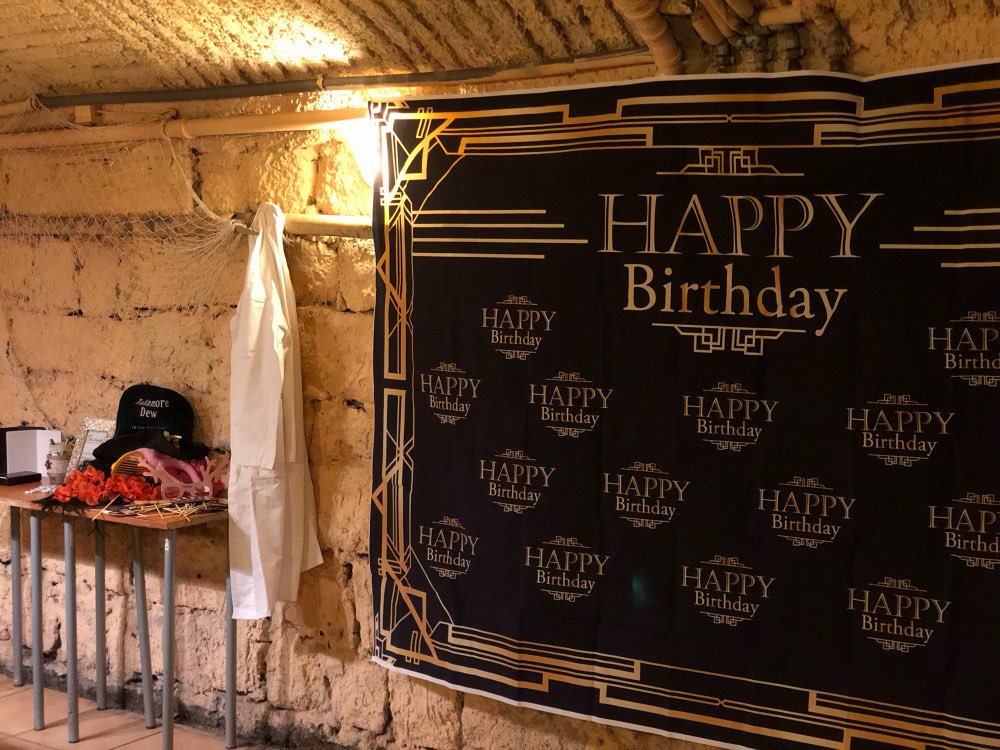 Happy Birthday Background for Photo Shoot Studio Black Birthday Backdrop for Photography Adult Party Decoration Banner