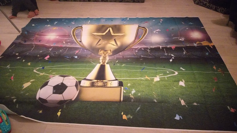 Fondos de fotografía taza personalizada fútbol campo niño decoración telón de fondo foto estudio Banner
