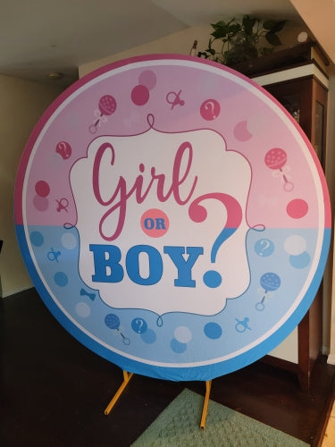 Gender Reveal Round Backdrop Cover Boy Or Girl Baby Shower Circle Photography Background Custom Photo Studio
