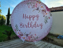 Personalize Glitter Round Happy Birthday Backdrop Kids Adult Birthday Party Circle Cake Table Background Decor