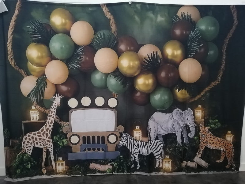 Zoo Giraffe Party Backdrop Kids Child Photography Props Cake Smash Birthday Decor Tiger Elephant Boy Baby Photostudio Background