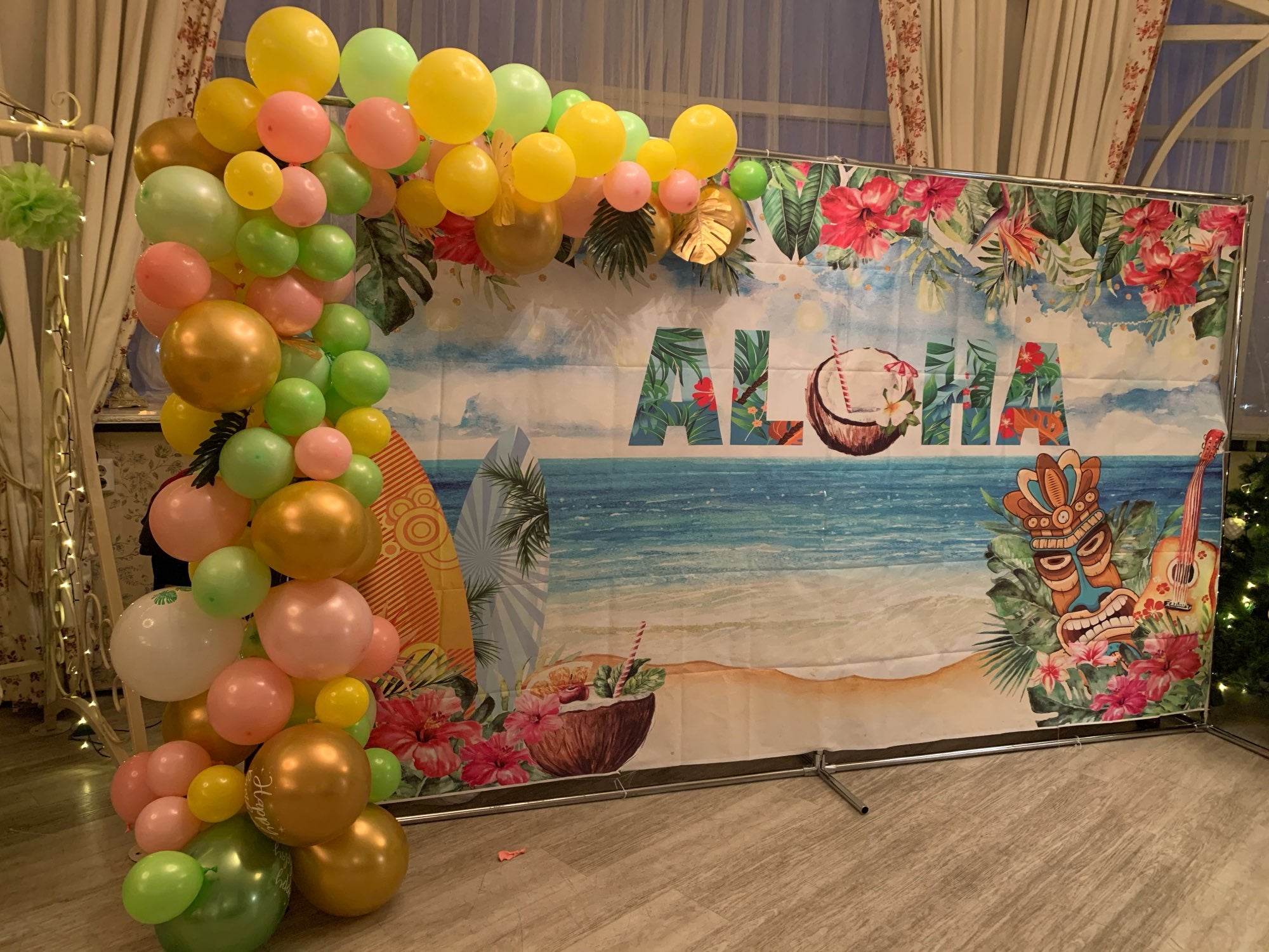 Summer Aloha Luau Backdrop for Event Party Tropical Hawaiian Beach Photo Background Summer Baby Shower Birthday Party Decor