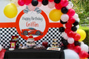 Customize Name Race Car Birthday Backdrop  Red Race Car Boy Racing Children Party Decorations Background