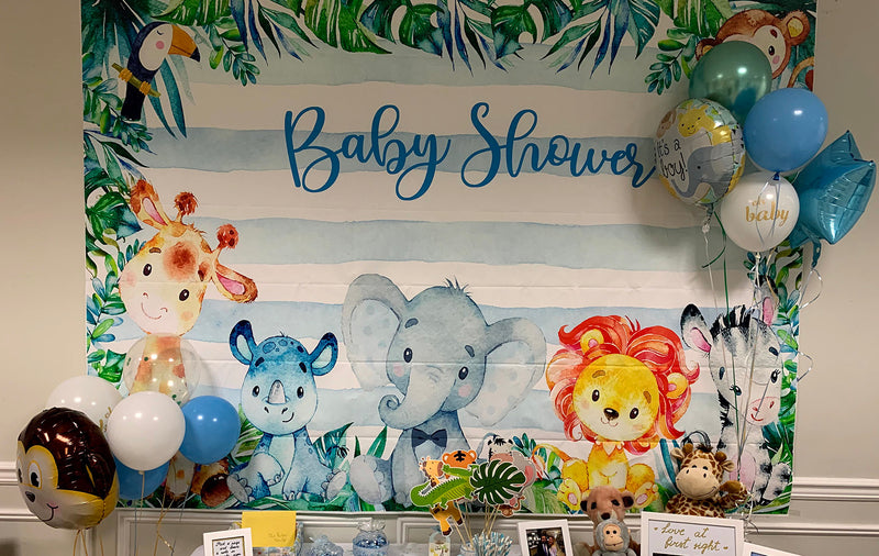 Safari Animals Baby Shower Backdrop Jungle Safari Party Photography Background Safari Baby Shower Party Backdrops