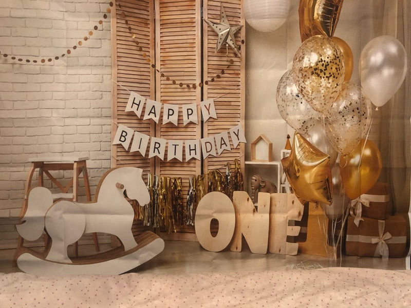 Fondo de fotografía de 1er cumpleaños, fiesta de cumpleaños, globo, flores, fondo blanco, decoración, estudio fotográfico