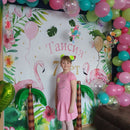 Pink Flamingo Birthday Backdrop Summer Tropical Hawaiian Floral Photography Background Flower Baby Shower Cake Table Banner