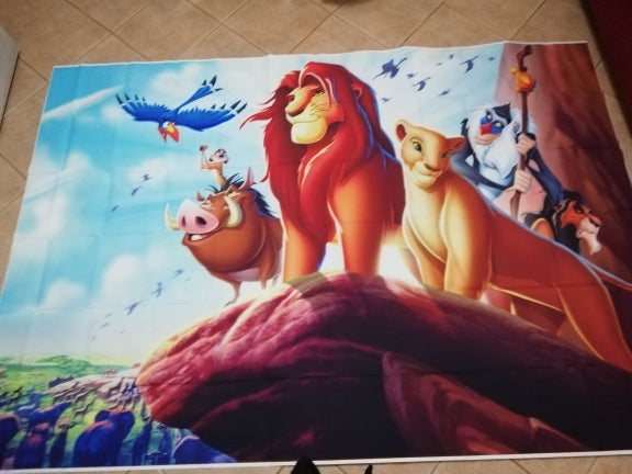 Arrière-plan de photographie personnalisé, dessin animé le roi Lion Simba, décor d'arrière-plan d'anniversaire pour garçons, bannière de Studio Photo pour séance Photo