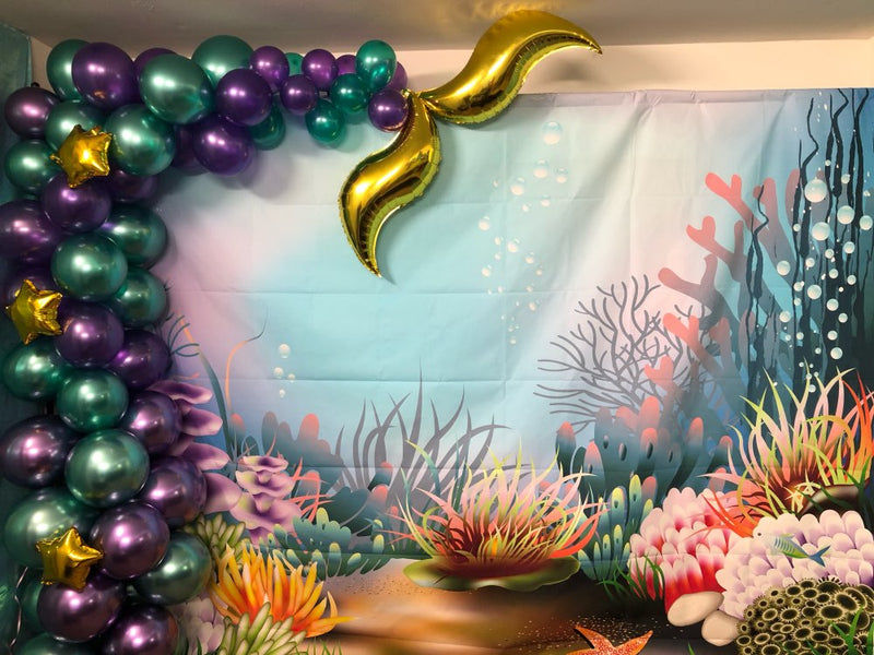 Mermaid photography Background Underwater Mermaid Birthday Party Baby  Shower Shiny Fish Decor Backdrop Photo Studio