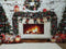 Fotografía Telón de fondo Invierno Navidad Chimenea Sesión de fotos Pared de ladrillo Feliz Navidad Fiesta Fondo Decoraciones Calcetines Regalos Corona 