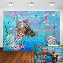 Under The Sea Little Mermaid Backdrop Shell Sea Grass Scales Ocean Photography Backdrops Baby Girl Birthday Party Decoration