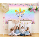 Unicorn Birthday Party Photography Backdrops, Newborn Baby Shower Photo Background Rainbow Flower Love Backdrop Photo Studio 