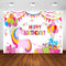 Décorations de fête d'anniversaire sur le thème de la licorne, toile de fond arc-en-ciel, bannière de fête de joyeux anniversaire, arrière-plan pour séance photo pour enfants