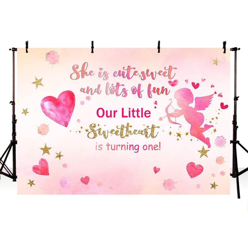 Valentine backdrop for party photography decoration red pink heart background for photo booth studio Cupid Valentine's Day prop