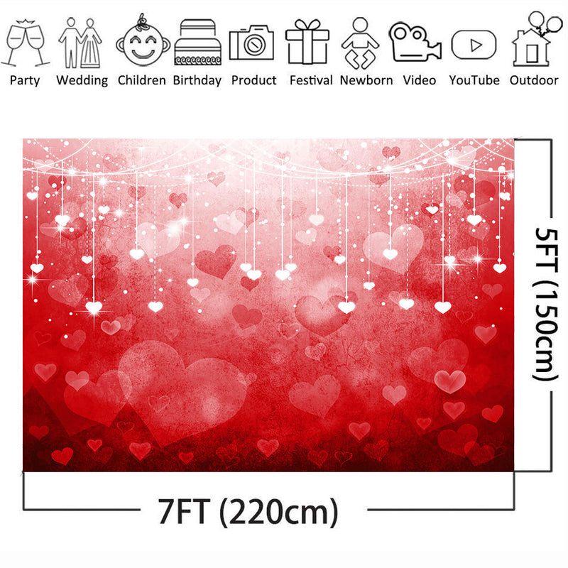 Fondo de fotografía del Día de San Valentín fondo de retrato de corazón rojo para estudio fotográfico 14 de febrero Sparkle Sweetheart Valentine 