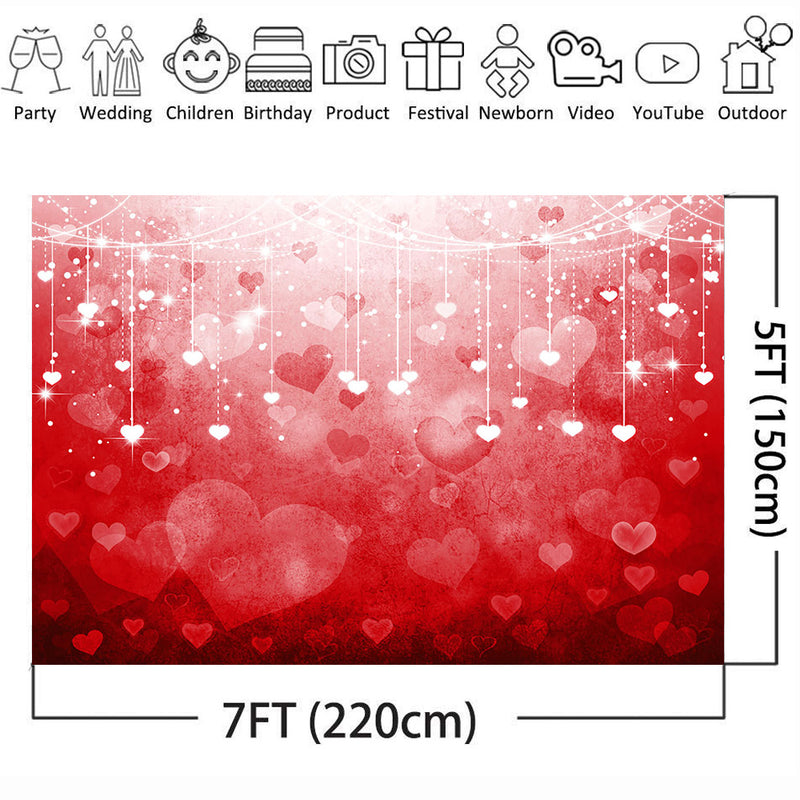 Valentines Day backdrop photography red heart portrait background for photo studio February 14 Sparkle Sweetheart Valentine