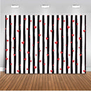 Valentine's Day Backdrop for Photography Red Heart Black White Stripes Wedding Photo Background for Photo Studio Supplies Props Photocall