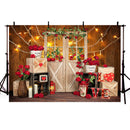 Valentine's Day Roses Light Photo Backdrop Rose Wooden Door Garden Rose Flowers Newborn Kids Portrait Photo Shoot Background
