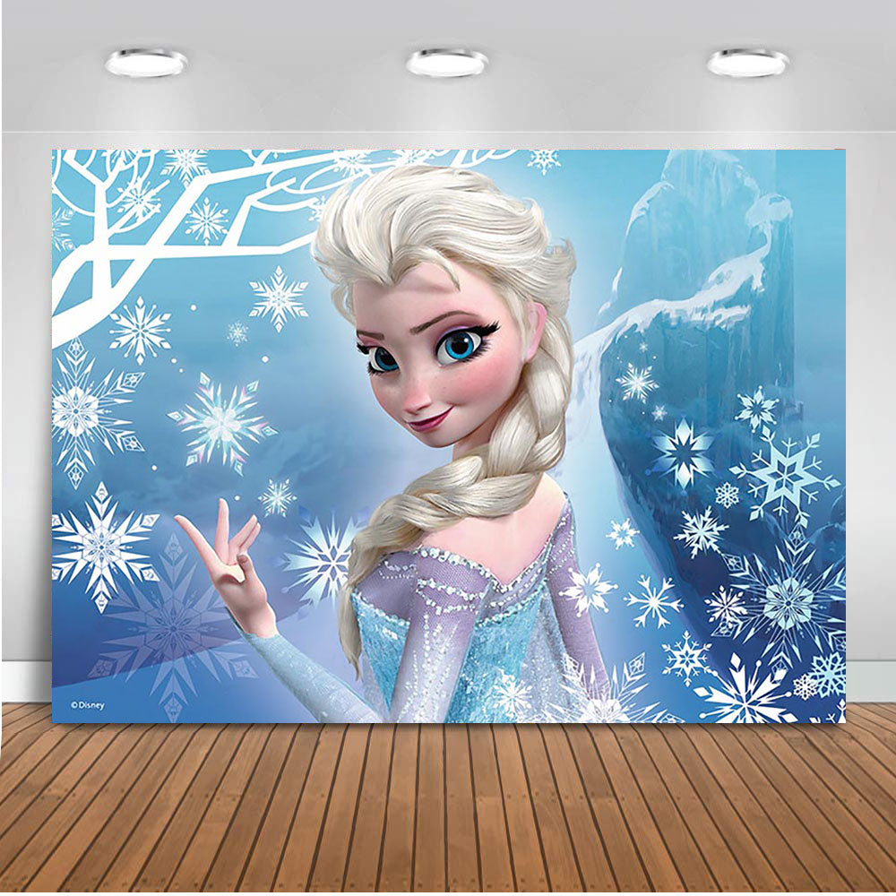 Frozen Birthday Princess Photography Background Elsa Children Baby Ice cream winter Backdrop Snow Winter Backdrop Photo Studio