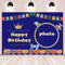 Vinyl Photography Background Backdrop Blue Custom Happy Birthday Decoration for Boy Train Plane Golden Crown Bunting