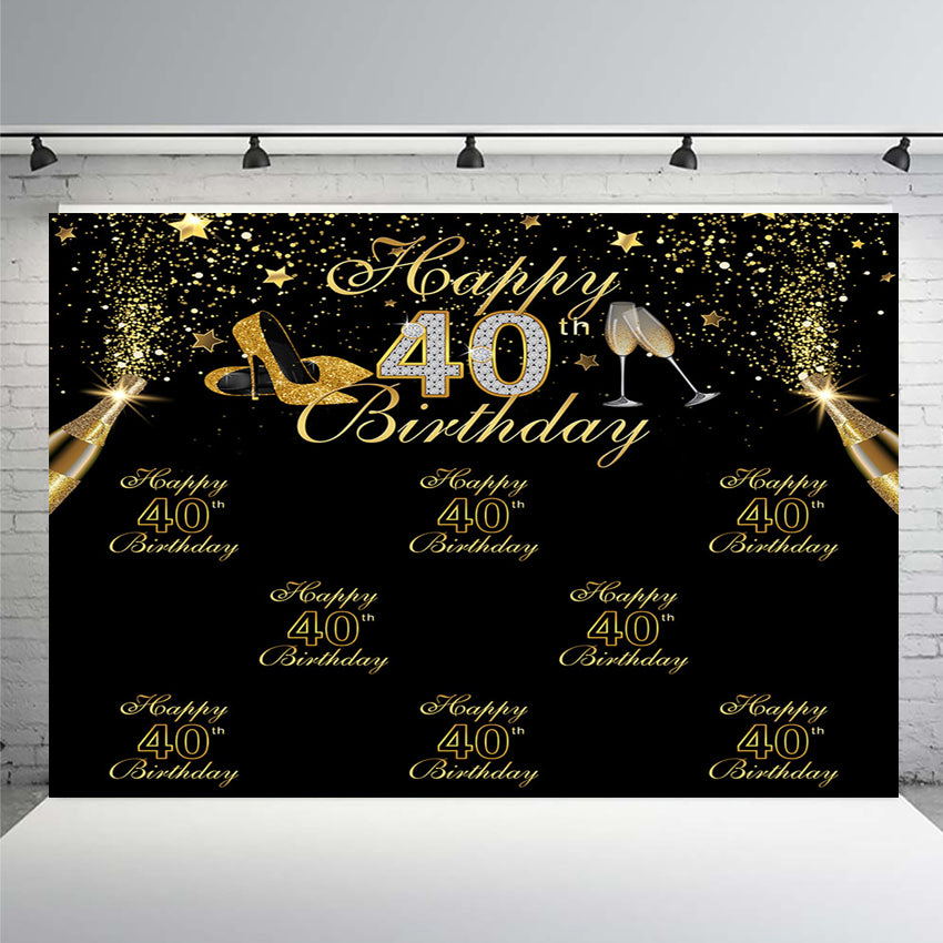 Vinyl Photography Background Gold Black Glitter Women Luxury Lady 40th Birthday Party High Heels Decor Backdrop Photo Studio
