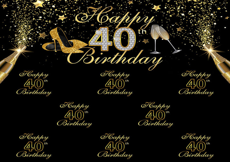 Vinyl Photography Background Gold Black Glitter Women Luxury Lady 40th Birthday Party High Heels Decor Backdrop Photo Studio